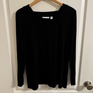 Susan Graver Women's Black Long Sleeve Top, size L